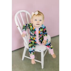 Poppy Kids Co Jungle Pattern Premium Bamboo Ruffle Romper Size 0-3 mons NWT 🌿🦁